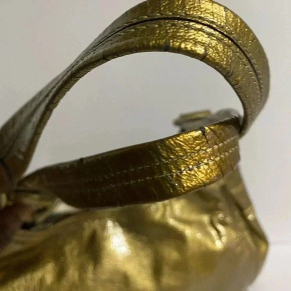 Coach gold metallic leather satchel handbag - Picture 15 of 16